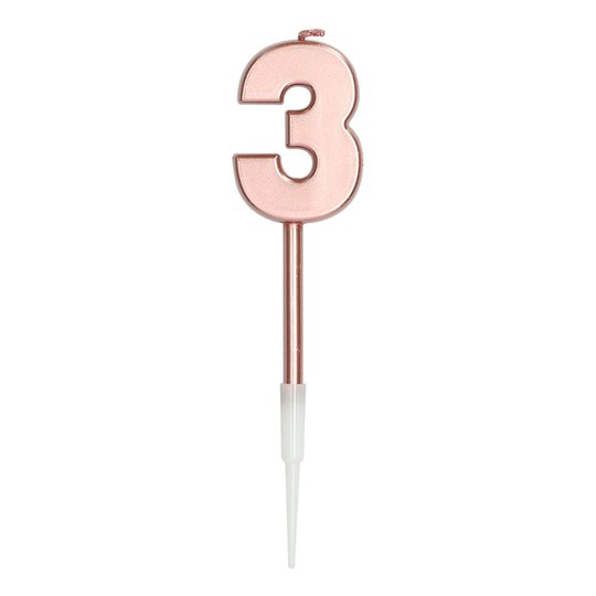 Tårtljus Roséguld Metallic - Siffra 3