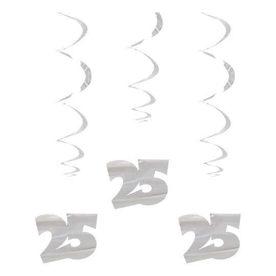 Swirls 25 Silver Hängande Dekoration - 3-pack