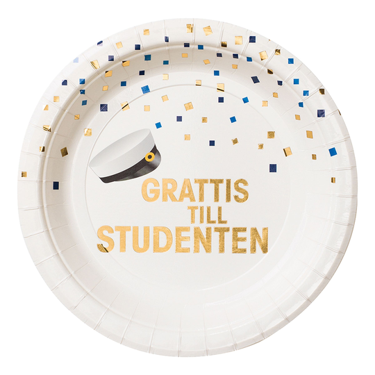 Papperstallrikar Studenten Guldfolie - 8-pack