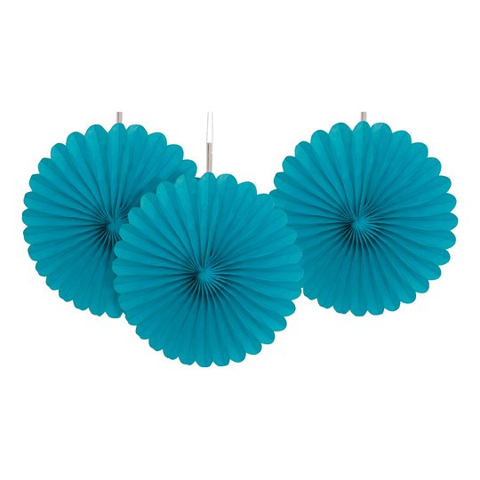 Pappersfjädrar Turkos Mini Hängande Dekoration - 3-pack
