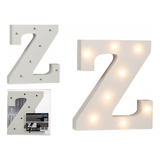 LED-Bokstav i Trä Vit - Bokstav Z