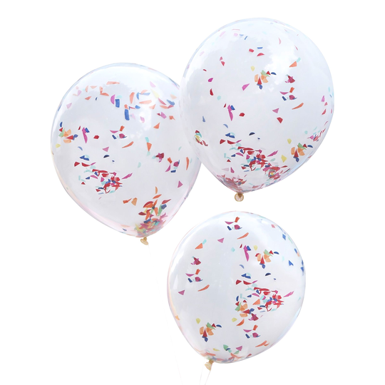 Konfettiballonger Dubbla Regnbåge - 3-pack