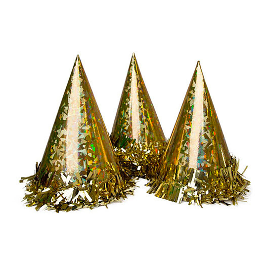 Guld Partyhattar Metallic - 6-pack