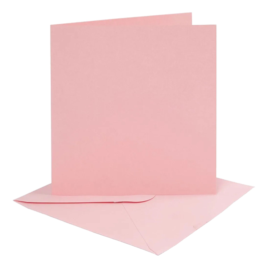 Kort med Kuvert Rosa - 15,2 x 15,2 cm