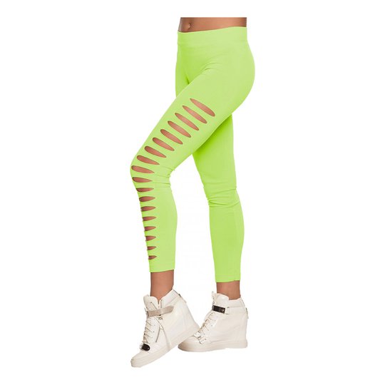 Leggings Neongröna med Hål - Medium