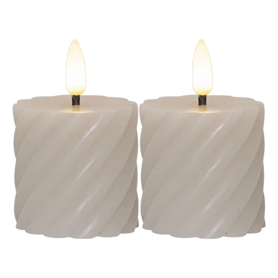 LED Blockljus Twist Beige - 2-pack