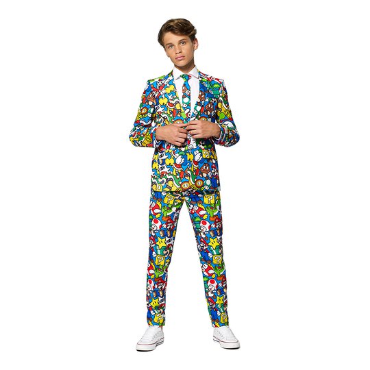OppoSuits Teen Super Mario Kostym - 134/140