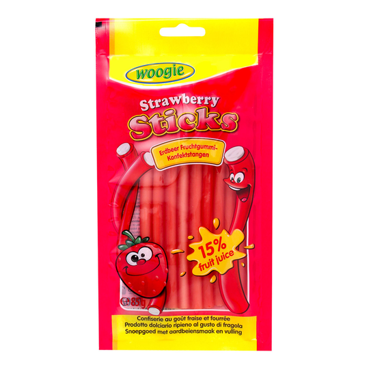 Woogie Strawberry Sticks - 85 gram