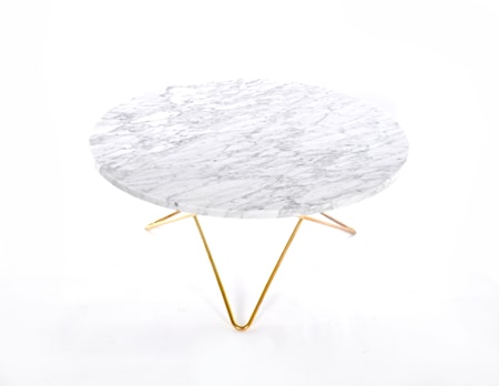 O Table Matbord Mässing/Matt Vit Marmor Ø100