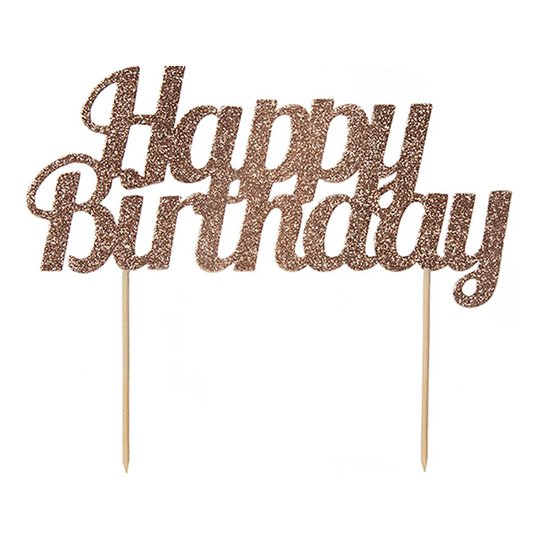 Cake Topper Happy Birthday Roséguld/Glitter - 1-pack