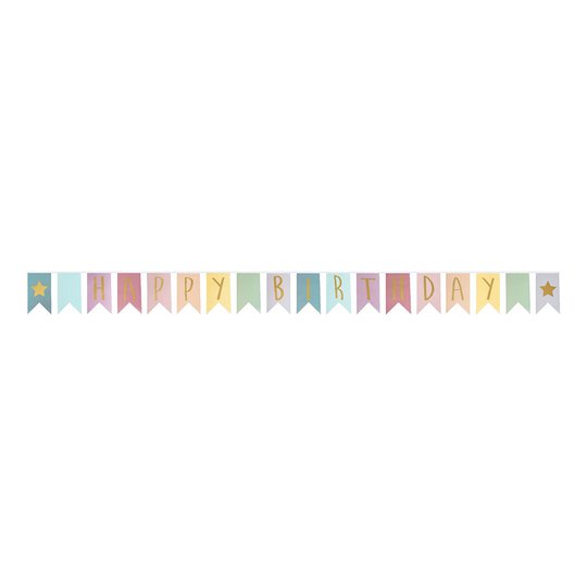 Vimpelgirlang Happy Birthday Pastell