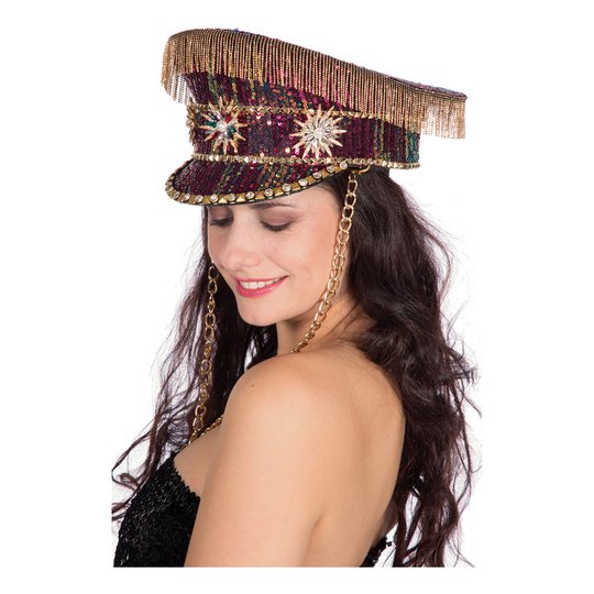 Festivalhatt Guld/Rosa med Fransar - One size