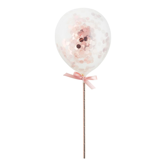 Konfettiballonger på Pinne Roséguld - 5-pack