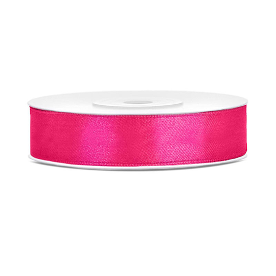 Satinband Mörkrosa - 12 mm x 25 m