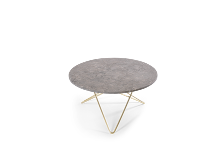 O Table Matbord Mässing/Grå Marmor Ø80