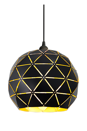Lattice Taklampa 30Cm Rund Svart/Guld Insida IP20