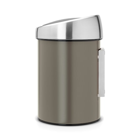 Touch Bin (för vägg) med mattborstat stållock, plastinnerhink 3 L Platinum