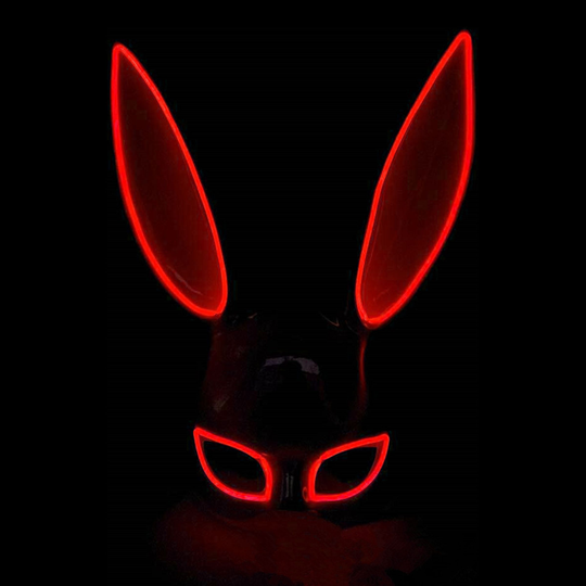 EL Wire Kanin LED Mask - Röd