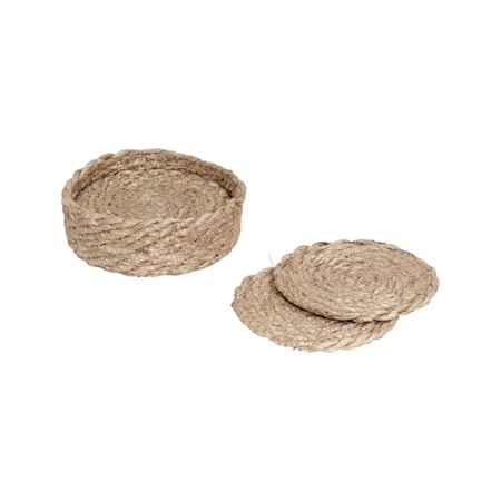 Elin Glasunderlägg 6-pack ø10,5cm Jute Grå