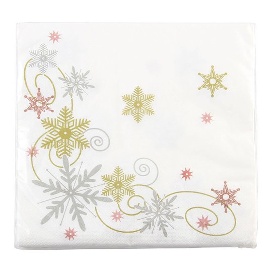 Servetter Snöflingor Guld/Silver - 20-pack