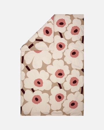 Unikko Påslakan 150x210 cm Beige/Vit/rosa