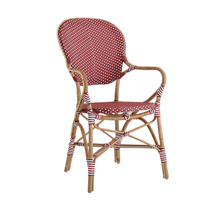 Isabell Stol m/arm burgundy rød m/Vit Prickar