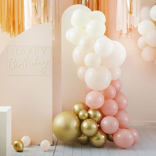 Ballongbåge Peach/Guld/Vit