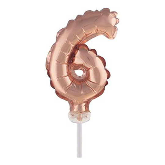Sifferballong Tårtdekoration Roséguld - Siffra 6