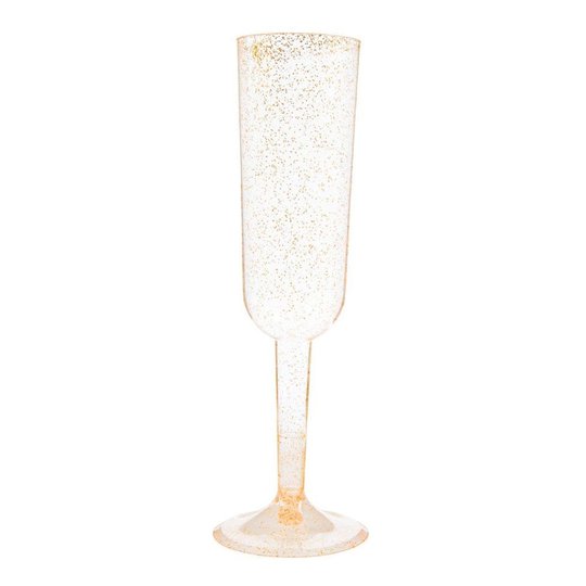 Champagneglas i Plast Guld Glitter - 4-pack