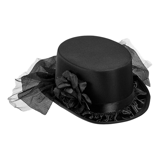 Svart Hatt med Ros - One size