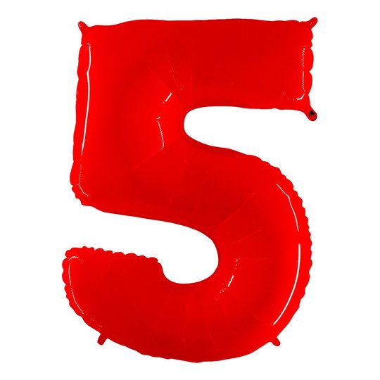 Sifferballong Neon Röd - Siffra 5