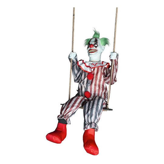 Läskig Clown på Gunga med Ljud, Ljus & Rörelse Prop