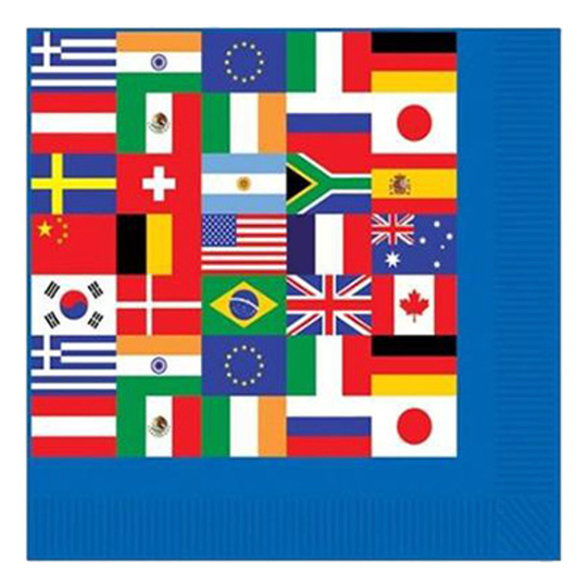 Servetter Internationella Flaggor - 16-pack