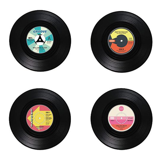 Glasunderlägg Vinylskivor - 4-pack