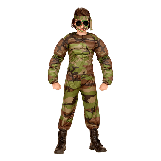 Soldat med Muskler Barn Maskeraddräkt - Small