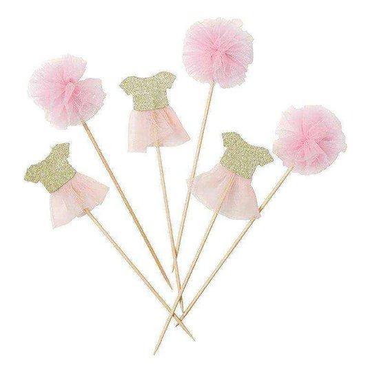 Tårtdekorationer Pink Ballerina - 6-pack