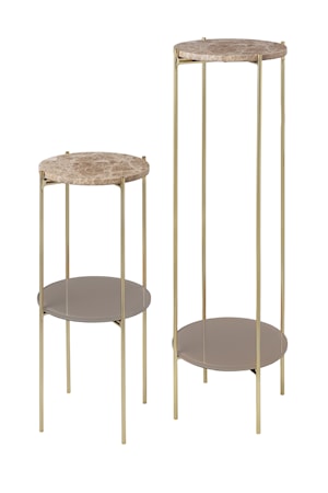 Fryd Piedestal Set om 2 Marmor/ Caramel