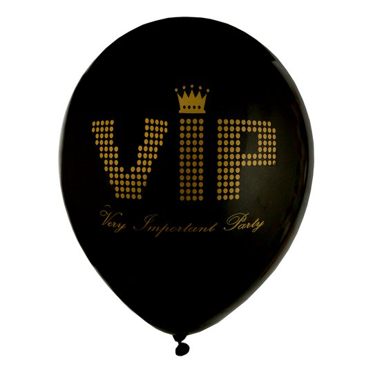Latexballonger VIP Svart/Guld - 8-pack