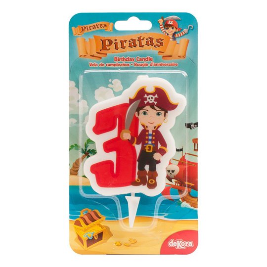 Tårtljus Siffra Pirat - 3 år