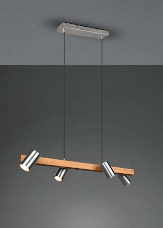 Marley Taklampa 80 cm 4L 4xGU10 Borstat stål/Trä