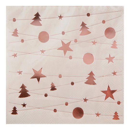 Servetter Christmas Elfenben/Roséguld - 20-pack