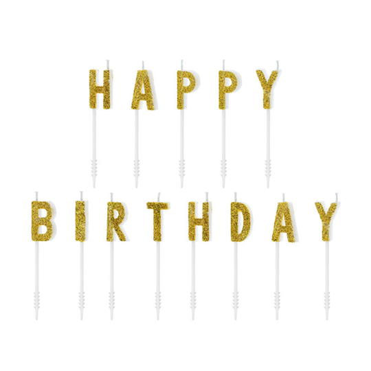 Tårtljus Happy Birthday Guld - 13-pack