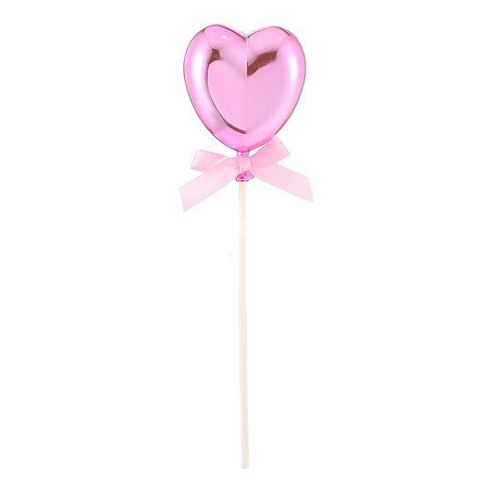 Tårtdekoration Hjärta Rosa med Rosett