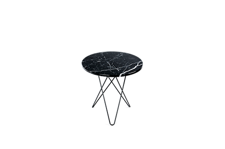 Tall Mini O Table Svart Marmor med Svart Ram Ø50