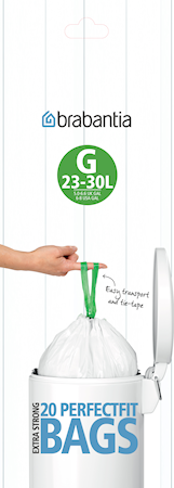 Avfallspåsar G, 23-30Ltr [20 påsar/rulle] White