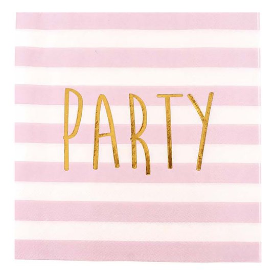 Servetter Pastel Party Rosa/Guld - 20-pack