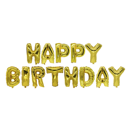 Bokstavsballong Happy Birthday Guld