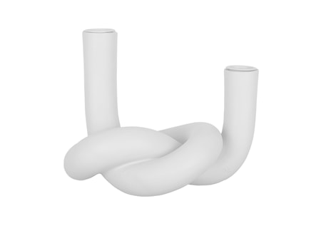 Knot Double Ljusstake Keramik Vit